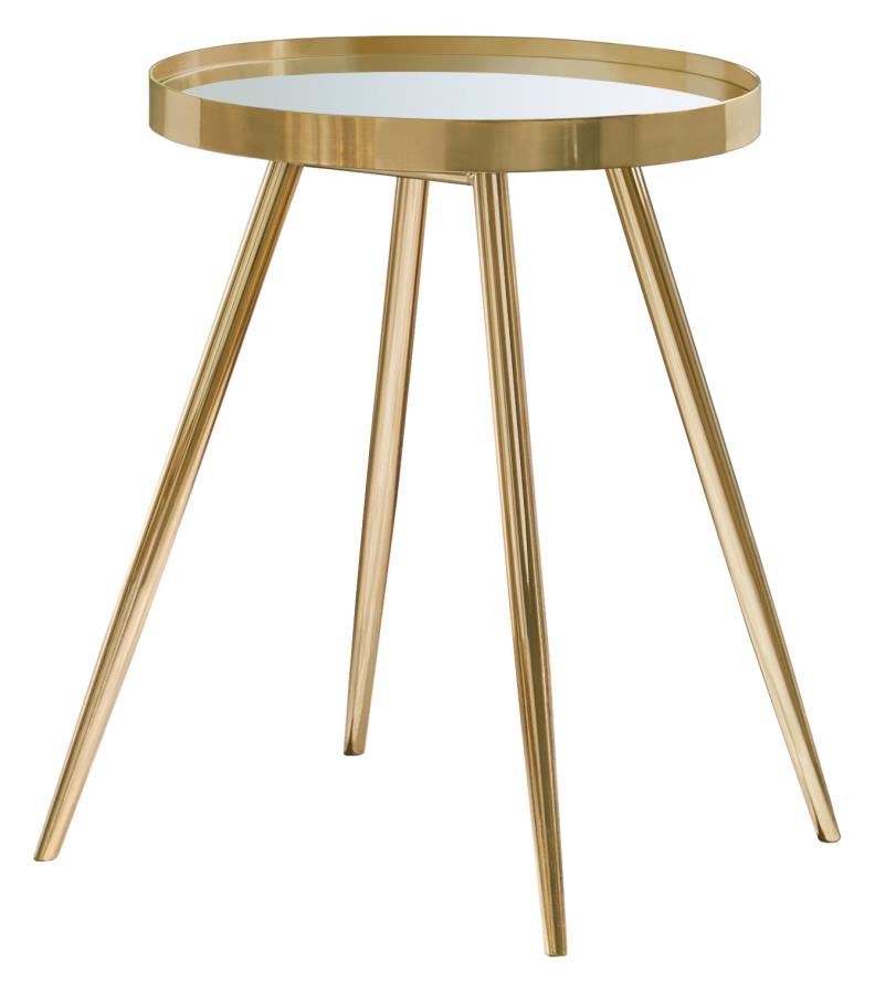 Kelly  Round Mirror Top End Table Gold