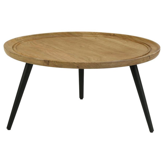 Liz Round Coffee Table with Trio Legs Natural and Black