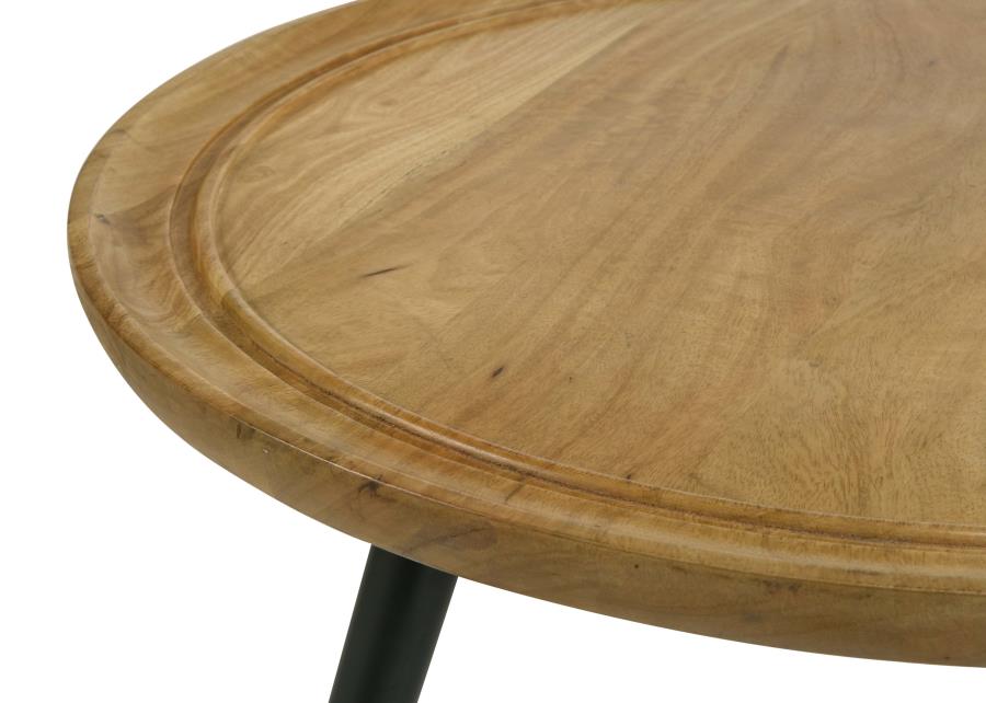 Liz Round Coffee Table with Trio Legs Natural and Black