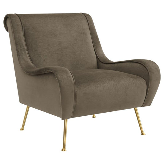 Rhianna  Upholstered Saddle Arms Accent Chair Truffle and Gold