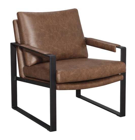 Laury Upholstered Accent Chair with Removable Cushion Umber Brown and Gunmetal