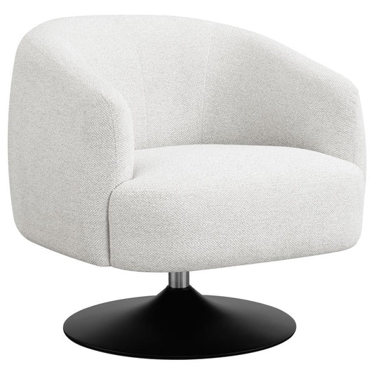 Ely Upholstered Swivel Accent Chair Beige and Matte Black