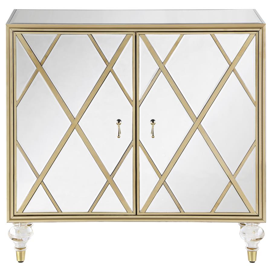 Adelle 2-door Accent Cabinet Mirror and Champagne