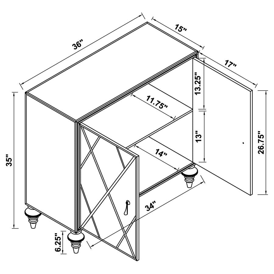 Adelle 2-door Accent Cabinet Mirror and Champagne
