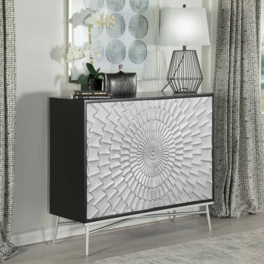 Gabi Rectangular 2-door Accent Cabinet Black and Silver